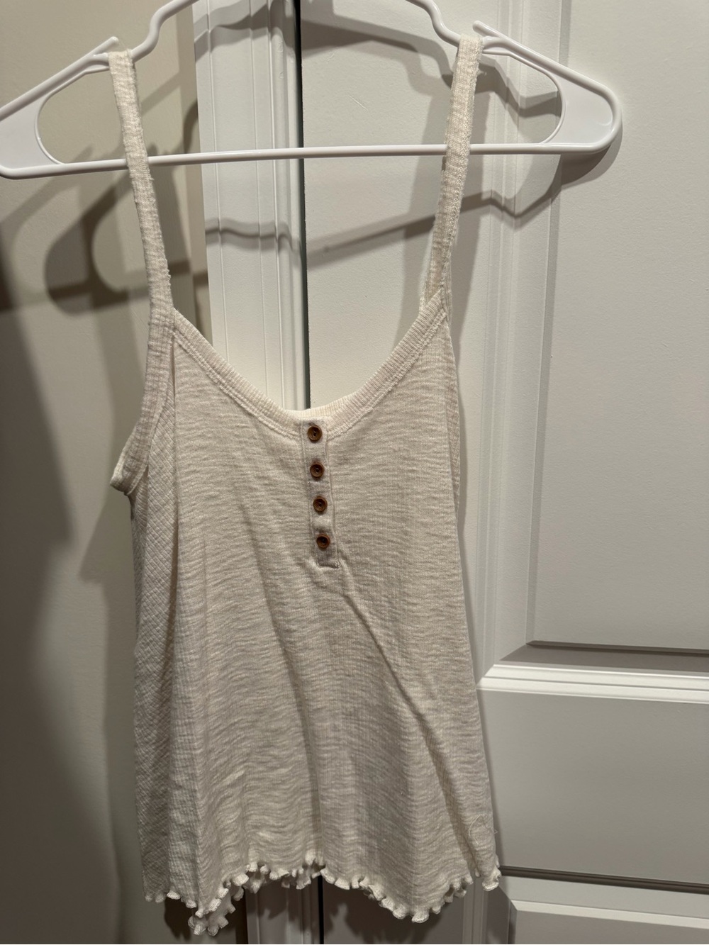 American Eagle Outfitters Cream Henley Trim Tank